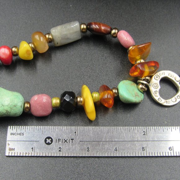 18" Sterling Silver Various Stones Heart Necklace Vintage - Picture 8 of 9